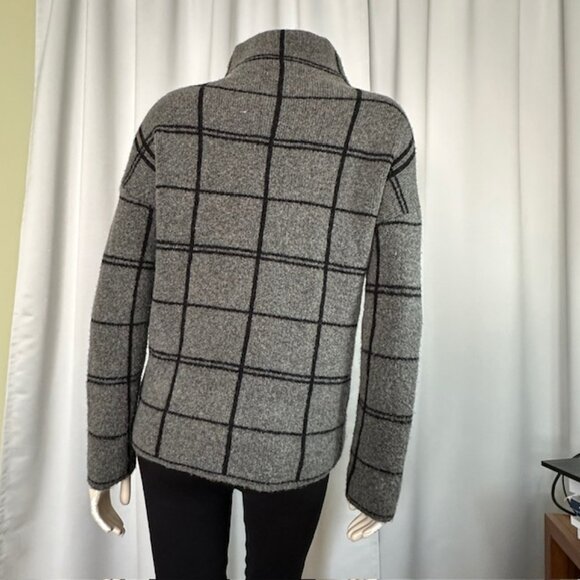 Christian Siriano - Women's Grey & Black Check Wool Blend Sweater Size S - Picture 3 of 7